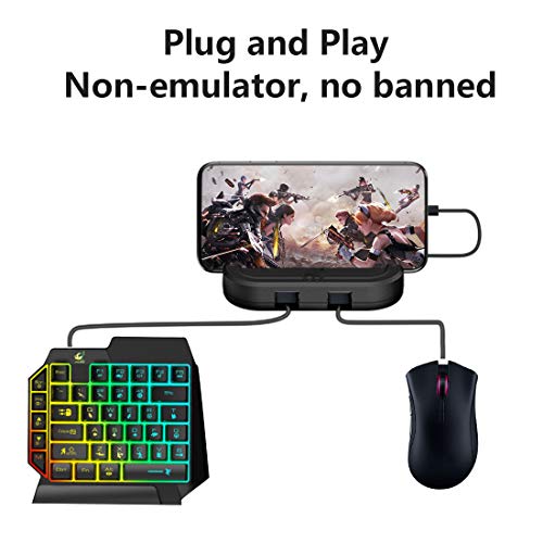 USB C Wired PUBG Mobile Game Keyboard Mouse Converter Adapter, no Lagging Gaming controller gamepad with HDMI USB 3.0 Port for shooting games 4k@144Hz Monitor TV, Compatible with Android phone/tablets