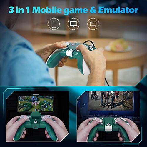 USB C Wired Mobile Game Controller/Emulator & Mobile Game 3 in 1 Gamepad for Android Phone/PC Windows, no Lagging, Built-in 6 Gyro sensors, Asymmetric Motor